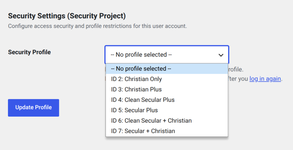 sec settings options